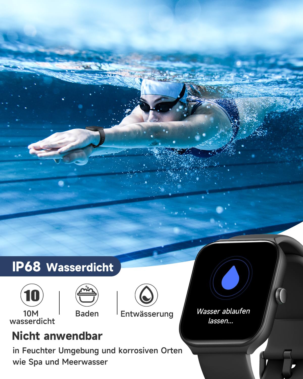 TOOBUR Smart Watch z wbudowanym Alexą 1.95" - Monitor aktywności, wodoodporny, z pulsometrem i funkcją snu - Kompatybilny z Androidem i iOS - obrazek 2