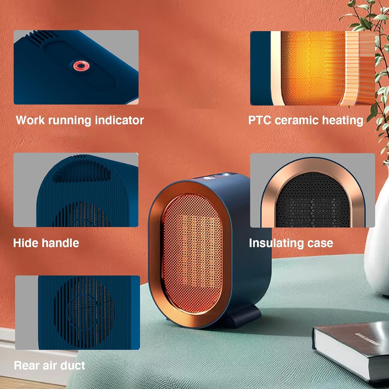 Ycoiee 1200W Portable PTC Ceramic Heater 1S Fast Heating - obrazek 7