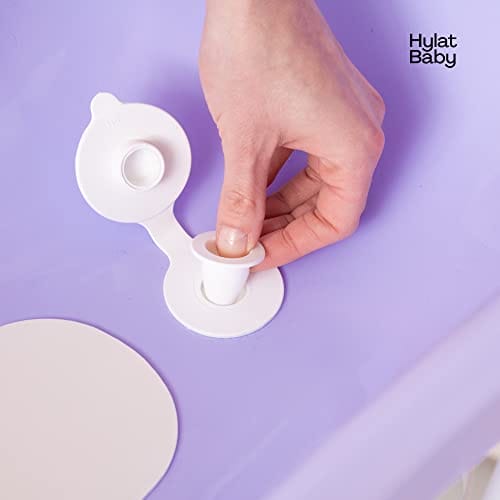 Wanna dla noworodków i niemowląt do 12 miesięcy z zatyczką i matą antypoślizgową wykonana z plastiku wolnego od BPA długość: 84 cm kolor: fioletowy motyw: Yeti marka: Hylat Baby - obrazek 5