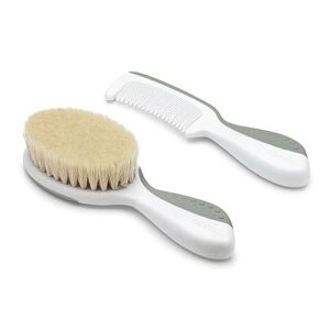 Nuvita 1137 Zestaw szczotki i grzebień z naturalnego włosia wełny - zestaw do pielęgnacji włosów - zielony