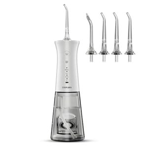 Coofloss Bezprzewodowy Elektryczne Flossery z Magnetycznym Ladowaniem Irygator do Zębów z 4 Końcówki Magnetyczne Wodoodporność IPX8 i Zbiornik na Wodę 300ML (Biały)