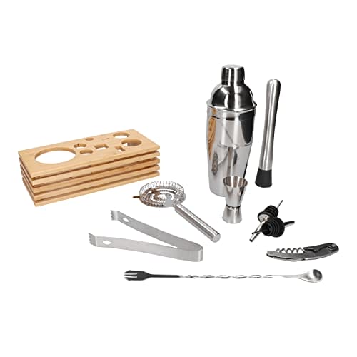 Zestaw barmański 10 elementów z wielowarstwową podstawką - gotowy zestaw do miksowania koktajli, idealny na prezent - obrazek 8