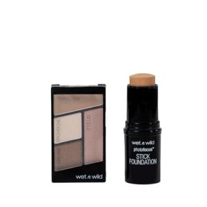 Wet n Wild Zestaw do Makijażu All About Beauty - Podkład w Sztyfcie Photo Focus w Odcieniu Soft Beige i Cienie do Powiek Color Icon