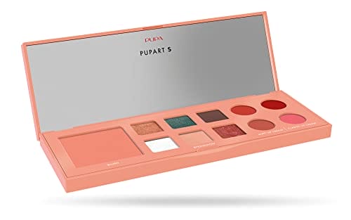 PUPA Milano Pupart S Makeup Palette 003 Stay Wild – Zestaw kompaktowy do makijażu oczu, ust i twarzy – Zawiera róż w proszku, kremową szminkę i pigmentowane cienie do powiek – Bez parabenów – 0,42 oz - obrazek 4