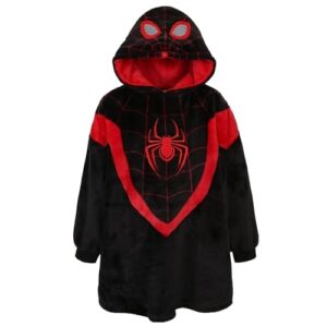 Czarna dziecięca bluza/szlafrok/koc z kapturem snuddie - Wygodna i ciepła bluza dla dzieci z motywem Spider-Man