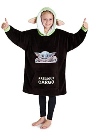 Mandalorian Bluza z kapturem Boys Oversize, koc z polaru Baby Yoda (Br
