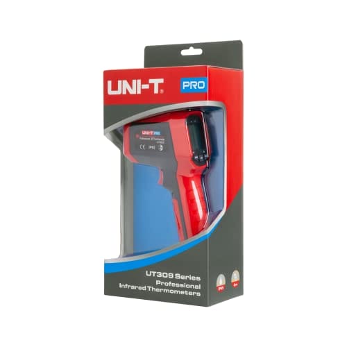 Cyfrowy termometr na podczerwień UNI-T UT309C/MIE0304 35°C ~ 650°C - Duży wyświetlacz, alarm temperatury, jednostki °C/°F, Maks./Min./Średnia, zestaw z baterią i etui - obrazek 2