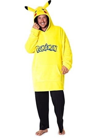 Pokemon Bluza z kapturem oversize Pikachu - miękki polar Sherpa koc do noszenia