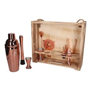 Zestaw barmański 11 elementów w miedzianej skrzynce - gotowy zestaw do miksowania koktajli