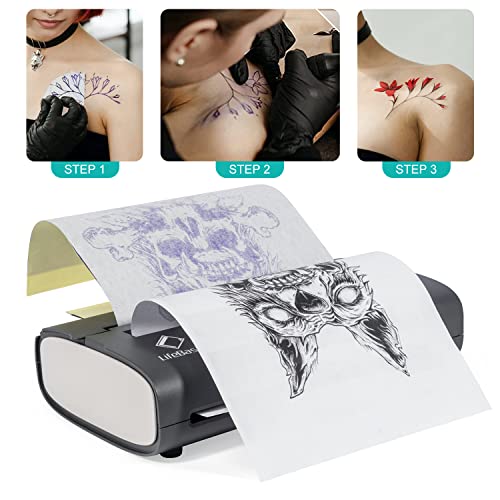 LifeBasis Professionelle Tattoo Transfer Maschine Schablonenmaschine Thermal Stencil Machine Thermodrucker Kopierer Printer mit 20 Blätter für Temporäre Tattoo Artist upgrade Version - obrazek 5