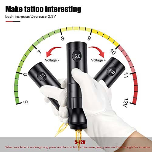 TATELF Wireless Tattoo Maschine Set Coreless Rotary Tattoo Pen Kit mit 2pcs 2200mAh Batterie Power 20pcs Patronennadeln für Anfänger Künstler - obrazek 6