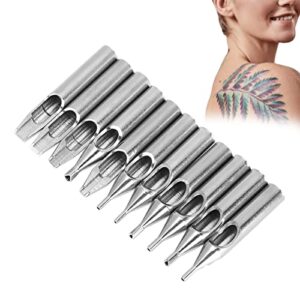 Tattoo Zubehörteil 11 Stück/Kit, Tattoo Einweg Set Tätowierungs Düsen Spitzen Edelstahl Zubehörteil Maschinengewehr Rohr Griff Kasten Satz von entkeimte Zubehörteil 3 5 7 RT FT 3D 5D 8D