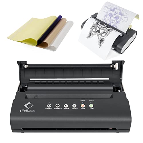 LifeBasis Professionelle Tattoo Transfer Maschine Schablonenmaschine Thermal Stencil Machine Thermodrucker Kopierer Printer mit 20 Blätter für Temporäre Tattoo Artist upgrade Version - obrazek 3