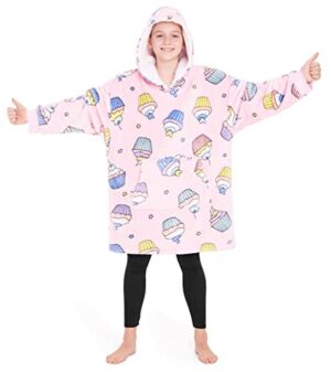 CityComfort Girls Oversized Koc z kapturem dla dzieci - Polarowe puszyste bluzy z kapturem | Idealne na zimę | Dostępne w różnych wzorach