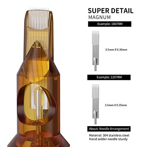 20pcs Profi Tattoo Nadeln Set, Harsso 3RL/5RL/7RL/9RL/7RM/9RM Cartridge Tattoonadel Kit zum Linen & Shaden, hygienisch und sicher (1207RM) - obrazek 3