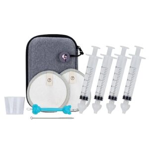 Kompletny zestaw do mycia nosa do pielęgnacji dziecka │ 4 strzykawki do nosa dla niemowląt 2 podkładki z włókna bambusowego silikonowe dysze do mycia nosa i uszy aspirator do nos