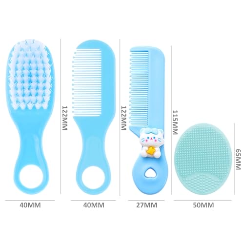 Zestaw 4 szczoteczek do włosów dla niemowląt szczoteczek do masażu zestaw grzebieni silikonowej szczoteczki do pielęgnacji grzebień dla niemowląt miękka szczotka do włosów dla dzieci i noworodków - obrazek 7