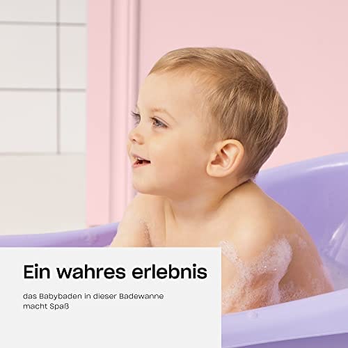 Wanna dla noworodków i niemowląt do 12 miesięcy z zatyczką i matą antypoślizgową wykonana z plastiku wolnego od BPA długość: 84 cm kolor: fioletowy motyw: Yeti marka: Hylat Baby - obrazek 7