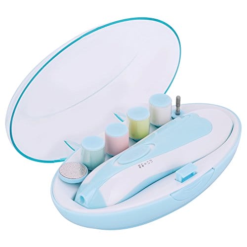 Pilnik do paznokci dla dzieci obcinacz do paznokci elektryczne narzędzie do pielęgnacji paznokci z 6 głowicami szlifierskimi dla niemowląt małych dzieci noworodków (niebieski) - obrazek 7