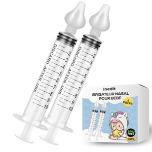 Strzykawka do nosa dla niemowląt - Skuteczne mycie nosa - system spłukiwania zatok - mycie nosa - ręczna mucha dla niemowląt (2 biała)