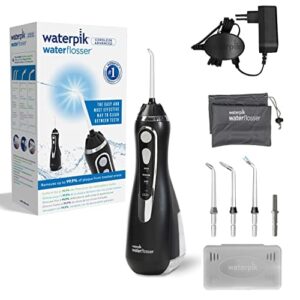 Waterpik Irygator Bezprzewodowy Cordless Advanced 3 Ustawienia Ciśnienia Usuwanie Płytki Nazębnej Idealny w Podróż i do Małej Łazienki Zasilanie Akumulatorowe Kolor Czarny (WP-562EU)