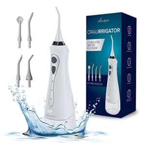 Edicare Irrigator stomatologiczny jamy ustnej profesjonalny przenośny 4 dysze 3 tryby IPX7 230ml 1200 impulsów/min Irygatory jamy ustnej Optima Cleaning Akumulator