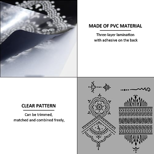 12 Stück Tattoo-Schablonen, Temporäres Tattoo-Schablonen-Set, Tattoo-Schablonen-Set Für Frauen, Body-Art-Tattoo-Schablonenaufkleber, Hand-Tattoo-Aufkleber Für Frauen, Fingerkörper - obrazek 4