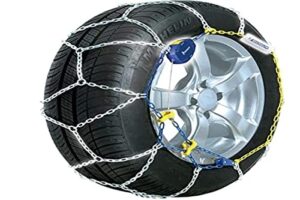Michelin łańcuchy śniegowe Extrem Grip automatyczne 1 para - łańcuchy śniegowe Criss Cross, asymetryczne, automatyczne napięcie, reflektujący system NVS, 2 zamienniki, rękawice, łatwy montaż