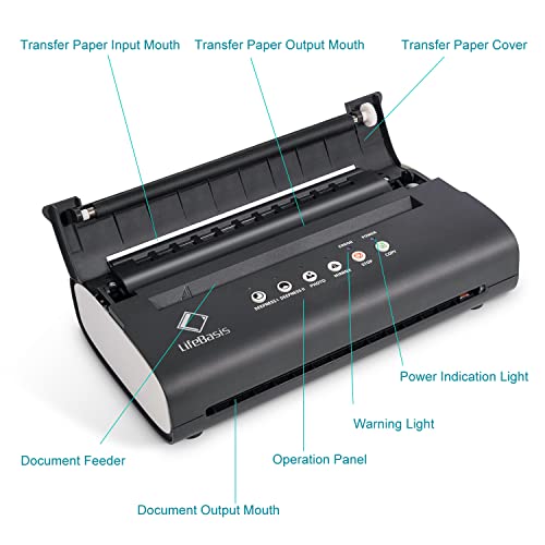 LifeBasis Professionelle Tattoo Transfer Maschine Schablonenmaschine Thermal Stencil Machine Thermodrucker Kopierer Printer mit 20 Blätter für Temporäre Tattoo Artist upgrade Version - obrazek 8