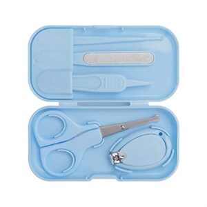 Zestaw do manicure dla niemowląt 5 w 1 zestaw do pielęgnacji paznokci z obcinaczem do paznokci nożyczkami do paznokci pilnikiem do paznokci pęsetą do nosa i zestawem do paznokci dla dzieci i noworodków (Bleu)
