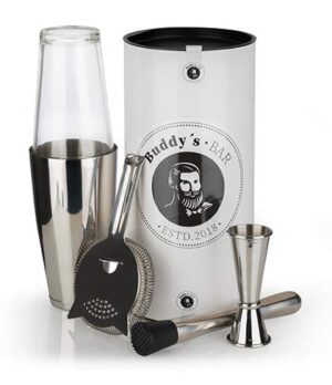 Buddy's Bar - Zestaw barowy Boston Bar Set 700 ml - Profesjonalny sprzęt barowy w pięknym pudełku prezentowym