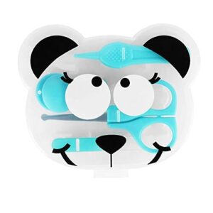 Badabulle Mój 1 zestaw do manicure kosmetyczka do pielęgnacji paznokci dla niemowląt z okrągłymi nożyczkami obcinaczem do paznokci pilnik do paznokci szczypce higieniczne i jego okładką