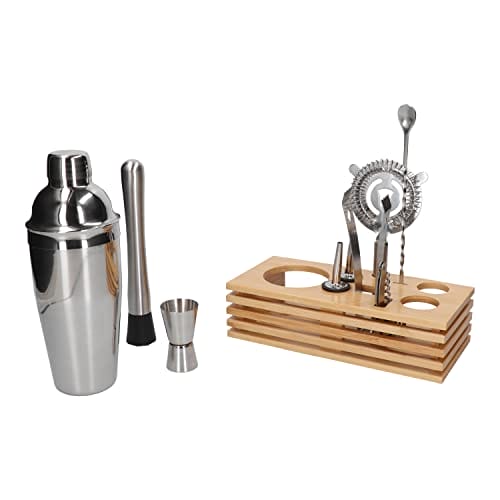 Zestaw barmański 10 elementów z wielowarstwową podstawką - gotowy zestaw do miksowania koktajli, idealny na prezent - obrazek 9