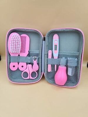 Zestaw kosmetyków do pielęgnacji niemowląt 8 szt. - Wygodny zestaw toaletowy dla niemowląt bez BPA termometr obcinacz do paznokci - szczotka do włosów zestaw do pielęgnacji niemowląt idealny do