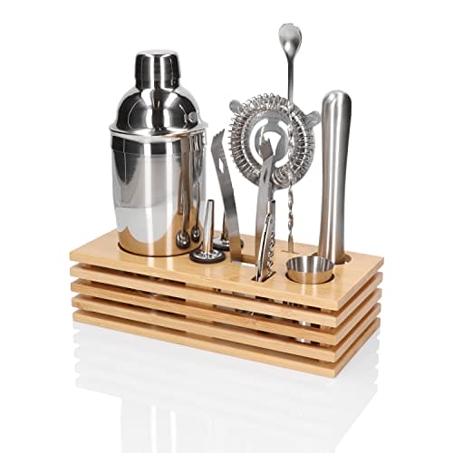 Zestaw barmański 10 elementów z wielowarstwową podstawką - gotowy zestaw do miksowania koktajli, idealny na prezent - obrazek 10