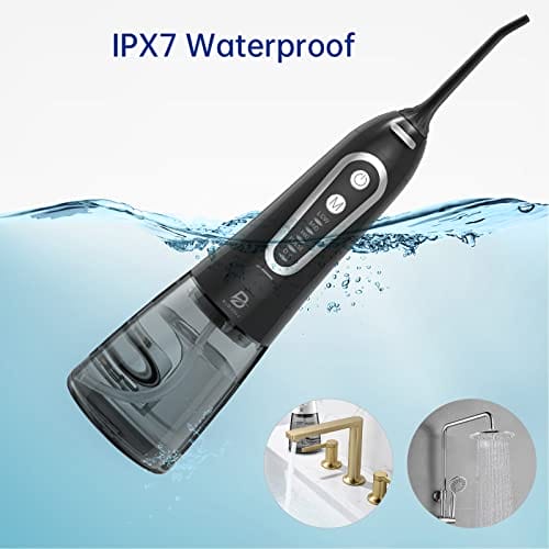 ByDiffer Water Flosser Cordless Water Flossers for Teeth Cleaning Picks 300ML 5 DIY Modes 5 Water Jet Tips Rechargeable IPX7 Waterproof Dental Portable Oral Irrigator Black - obrazek 4