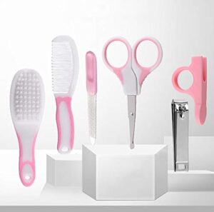 TX Zestaw do pielęgnacji niemowląt zestaw do pielęgnacji włosów dla niemowląt z grzebieniem nożyczki do paznokci (różowy niebieski)