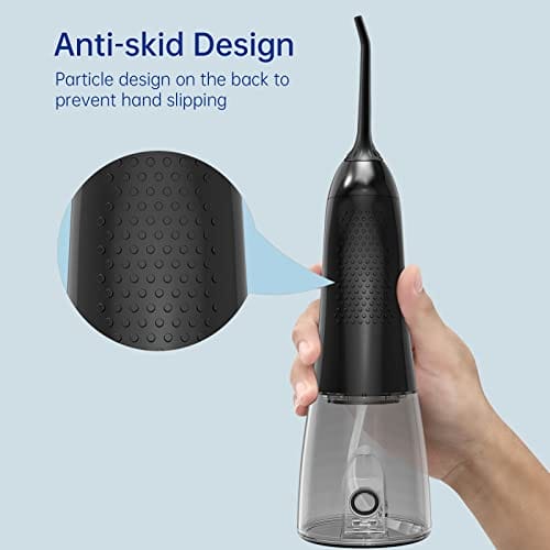 ByDiffer Water Flosser Cordless Water Flossers for Teeth Cleaning Picks 300ML 5 DIY Modes 5 Water Jet Tips Rechargeable IPX7 Waterproof Dental Portable Oral Irrigator Black - obrazek 2