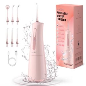 Irygator do wody ze zbiornikiem 300 ml / 10 uncji 4 tryby 6 końcówek strumieniowych dentystyczny irygator jamy ustnej do domu i podróży do pielęgnacji jamy ustnej akumulatorowy akumulator USB do