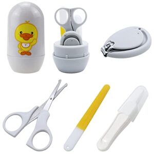 NewZC Set Manicure per Neonato Kit per Unghie Neonati 4-in-1 per Baby con Forbicine Tagliaunghie Lima e Pinzetta in Box di Stoccaggio del Pinguino Cartoon