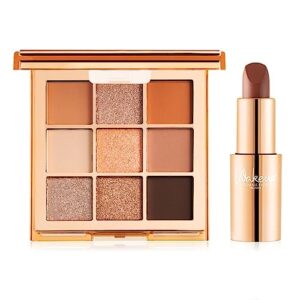 Wakeup Cosmetics Milano - Zestaw Nude Glam - Eye Feel Good 9 odcieni 01 nude i Everyday Hero kremowa szminka