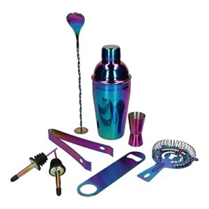 Zestaw barmański 8 elementów 550 ml tęczowy - gotowy zestaw do miksowania koktajli, idealny na prezent, solidna jakość wykonania