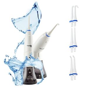Aquapik 500 Przenośny irygator jamy ustnej o unikalnej konstrukcji Odmienny wymienny zbiornik na wodę Irrigator dentystyczny do podróży i biura.6 dysz 4 tryby Wodoodporny IPX7 (Biały)
