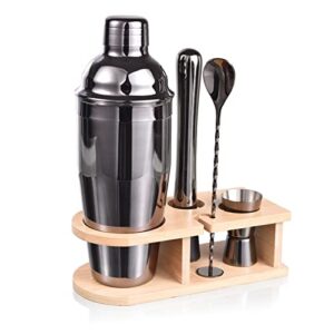 5-częściowy zestaw barmanów ze stali nierdzewnej 750 ml - profesjonalny zestaw do miksowania brodini z książeczką z przepisami na koktajle (szary)