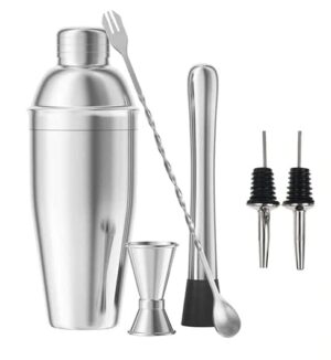 Zestaw barmański 6 el – shaker 550 ml: Gotowy zestaw do miksowania koktajli, idealny na prezent