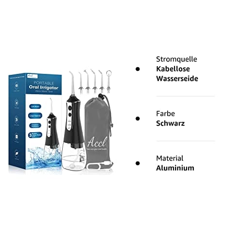 Water Flosser bezprzewodowy środek do czyszczenia zębów 350 ml przenośny bezprzewodowy irygator jamy ustnej do pielęgnacji zębów użytku domowego i podróży 3 tryby z 5 końcówkami strumieniowymi i - obrazek 2