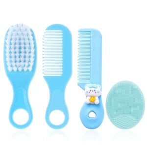 Zestaw 4 szczoteczek do włosów dla niemowląt szczoteczek do masażu zestaw grzebieni silikonowej szczoteczki do pielęgnacji grzebień dla niemowląt miękka szczotka do włosów dla dzieci i noworodków