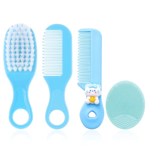 Zestaw 4 szczoteczek do włosów dla niemowląt szczoteczek do masażu zestaw grzebieni silikonowej szczoteczki do pielęgnacji grzebień dla niemowląt miękka szczotka do włosów dla dzieci i noworodków
