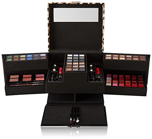Ekskluzywny Zestaw do Makijażu - 87 elementów - Prezent na Boże Narodzenie dla kobiet - Pudełko z kosmetykami, wyróżniające się głównymi cechami: Połysk! Makijaż i akcesoria