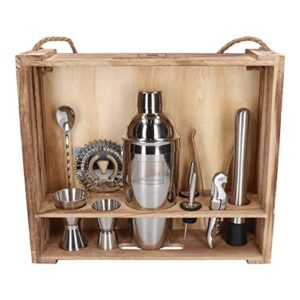 Zestaw barmański 11 elementów w srebrnej skrzynce - idealny prezent dla miłośników drinków